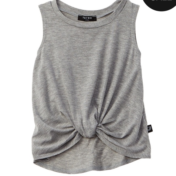 Terez Little Girls Twist Front Tank in Grey - Picture 1 of 5
